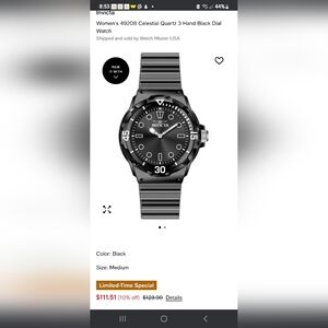 Invicta Black Dial Quartz Watch